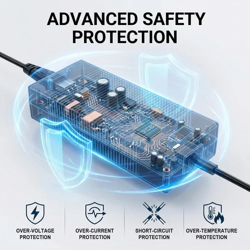 Vista 5 de Cargador de batería de litio de 24 V, adaptador de corriente universal de 29.4 V 2 A para batería de iones de litio 7S 24V con conector de CC