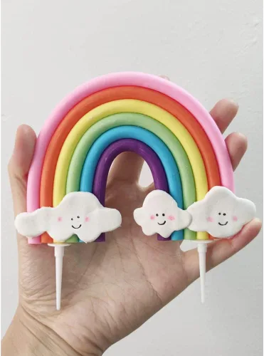 Vista 3 de Decoración de pastel de arcoíris personalizada con nombre para baby shower de cumpleaños de arcoíris con 26 letras, personaliza tu nombre
