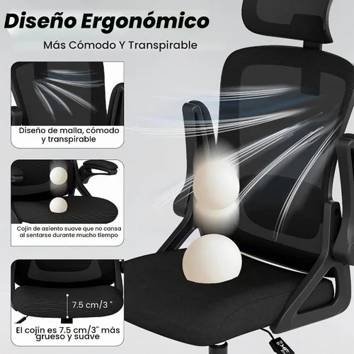 Vista 6 de Fizzin Silla de oficina de malla para computadora con soporte lumbar