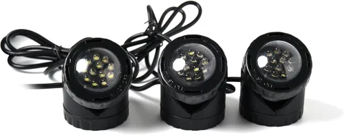 Vista 2 de Jebao PL1LED-3PS Luz LED sumergible para estanque con sensor de fotocélula, 2.25" x 3", rojo, azul, verde y amarillo