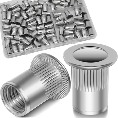 Vista 31 de Tuerca de remache UNC de 1/2 ''-13, 10 piezas de acero inoxidable 304 cabeza plana remache roscado inserto Nutsert