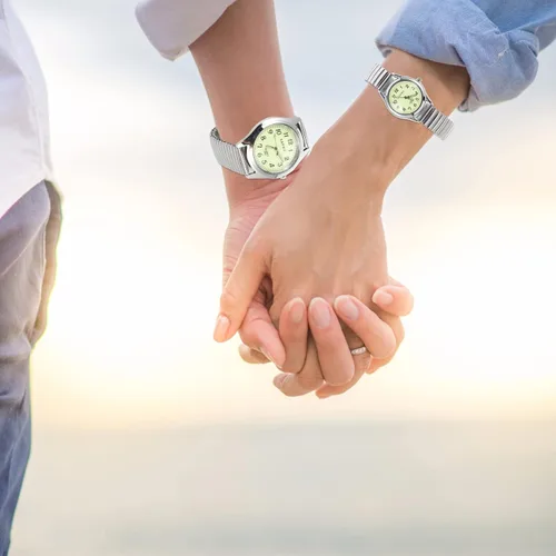 Vista 6 de Hemobllo Reloj casual digital luminoso para ancianos, banda elástica, regalo para pareja