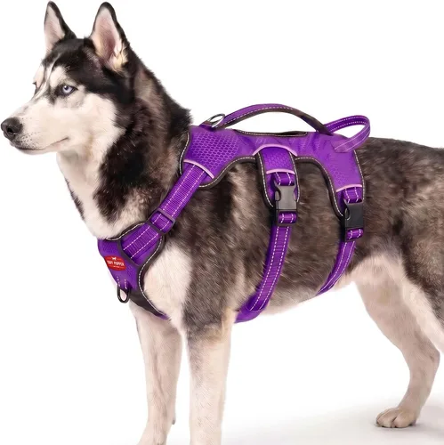 Vista 23 de Tuff Pupper Arnés para perro sin escape a prueba de escape, arnés ajustable de 5 puntos para perros, arneses acolchados para perros, arneses