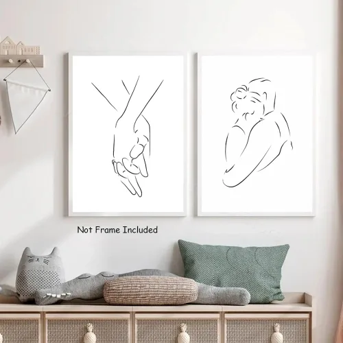 Vista 6 de PUYIQARE Dibujo de línea pareja abrazo a mano lienzo arte de pared, impresión minimalista de lienzo de dibujo de líneas, arte de pareja en blanco