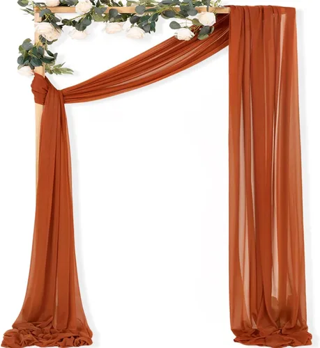 Vista 23 de MLMC 1 panel de tela para arco de boda azul bebé, 29 x 20 pies, cortinas de gasa extralargas transparentes de 6.6 yardas, paneles de cortinas