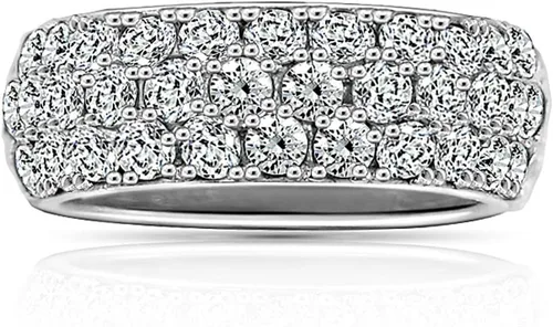 Vista 9 de Amazon Essentials Anillo de plata de ley chapada en platino o oro de 3 filas con circonita cúbica redonda de elementos infinitos