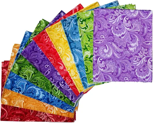 Vista 9 de Paquetes de tela de algodón acolchado de 18 x 22 pulgadas para coser, 10 unidades de flores blancas y negras 18" x 22" Fat Quarters Quilting