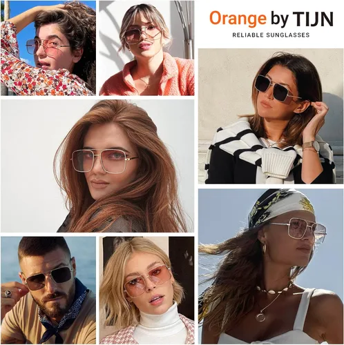 Vista 7 de TIJN Lentes de sol polarizados cuadrados para mujeres y hombres, tintados, de gran tamaño, protección UV400, lentes de sol con marco de metal