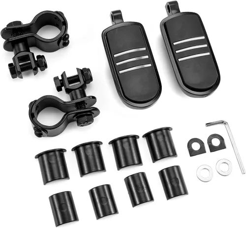 Vista 7 de Estriberas para motocicleta y autopista, compatible con Harley Road King Street Glide, Honda, Suzuki, Yamaha con protector de motor de 1 pulgada