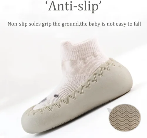 Vista 6 de Calcetines para bebés recién nacidos, zapatos de dibujos animados para el suelo, suela de goma suave, transpirable, para interiores y niñas