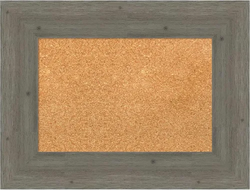 Vista 14 de Amanti Art Natural Cork Board for Wall, 18x24 Vision Board with Grey Wood Frame, Small Corkboard Office Decor for Home Organization, Country Rustic