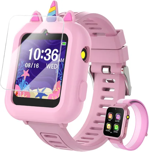 Vista 10 de MOFGDNI Reloj inteligente para niños con 39 juegos, pantalla táctil, cámara, video, reproductor de música, podómetro, calculadora, calendario