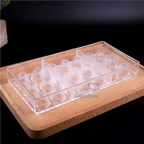 Vista 5 de LoBake 21 cavidades de diámetro 1.2 in forma de cono de policarbonato PC chocolate molde caramelo cubo de hielo molde Sugarcraft moldes DIY hornear