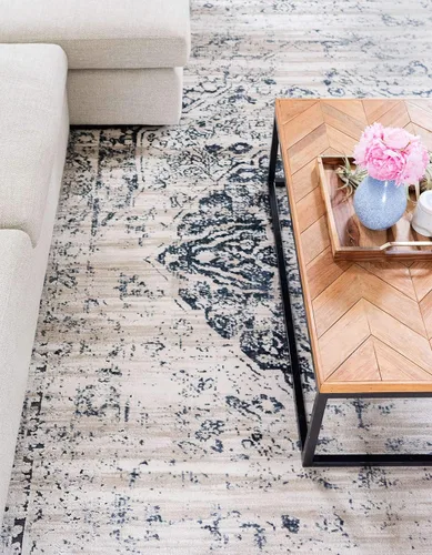 Vista 5 de Unique Loom Chateau Collection - Alfombra de área - Hoover (2' 2" x 3' 1" rectangular, azul oscuro/beige)
