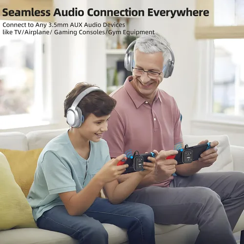 Vista 4 de 1Mii Airplane Bluetooth 5.3 Transmisor para todos los auriculares - Adaptador Bluetooth para TV - Conexión dual - aptX baja latencia - Flying