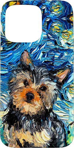 Vista 31 de iPhone 16 Yorkshire terrier Starry Night Cute Yorkie Dog Art por Aja Case