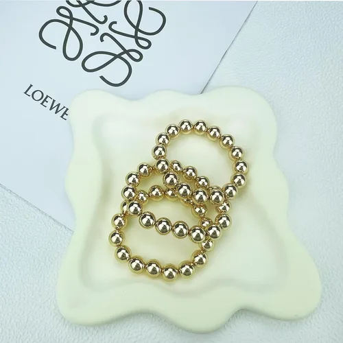 Vista 6 de Brazalete de cuentas chapadas en oro de 14 quilates, delicado y apilable, para mujeres y niñas