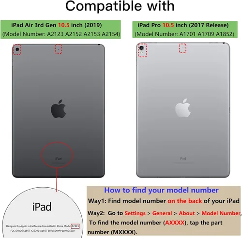 Vista 3 de Clear Stand Case for iPad Air 3 (Air 3rd Generation) 10.5 inch 2019 & iPad Pro 10.5 inch 2017 with Pencil Holder/Kickstand Soft TPU Back Silicone