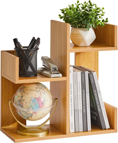 Vista 10 de Aibiju Organizador de libros para escritorio, bonita organización de escritorio, estantería de árbol, estantería única para guardería, extremos