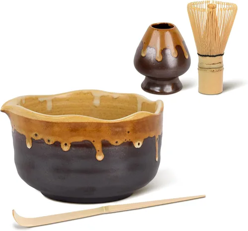 Vista 2 de Pottery Matcha Set - Tazón de té hecho a mano japonés, arena café Café Arena