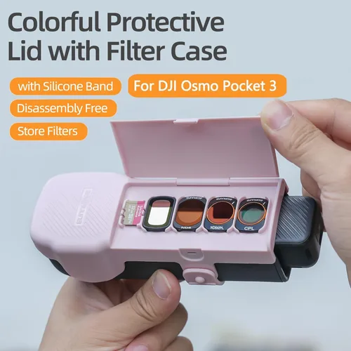 Vista 2 de Funda protectora para DJI Osmo Pocket 3, 5 ranuras SD Card CPL/ND filtro de almacenamiento, funciona con la cubierta original, cardán y protector