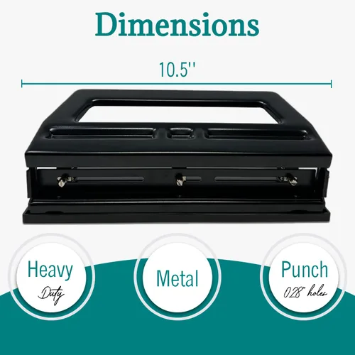 Vista 3 de EXTRIC Perforadora de 3 agujeros para trabajo pesado 30 hojas de capacidad perforadora 3 anillos Perforadora de agujeros de metal resistente