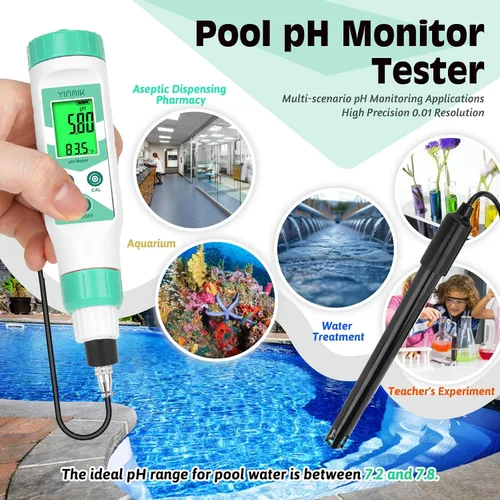 Vista 8 de Medidor de pH inteligente para laboratorio, probador digital de pH, kits de prueba de pH hidropónico precisos, medidor de pH con línea
