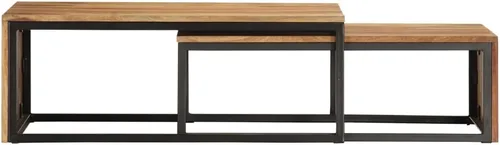 Vista 4 de Mesas nido, mesa de centro única, pequeña mesa de centro elevada adecuada para sala de estar, balcón, oficina, sala de estar familiar, 2 piezas