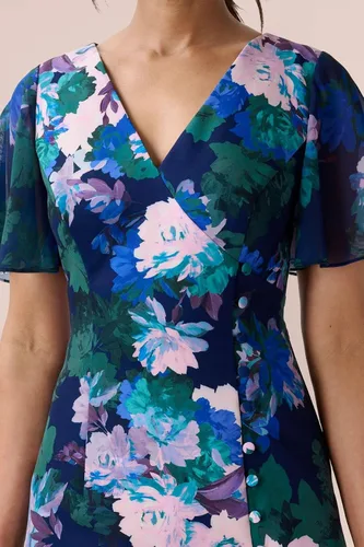 Vista 4 de Adrianna Papell Vestido con botones y estampado floral para mujer
