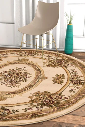 Vista 16 de Alfombra de pastoral con medallón de tejido suave y grueso, estilo europeo, con diseño floral y tradicional, fácil de limpiar, moderna, clásica