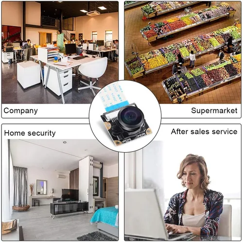Vista 7 de DORHEA Cámara Raspberry Pi 4 B - 222 FoV Fisheye Cámara Web Gran Angular Con Visión Nocturna, 5 Megapíxeles 1080p OV5647 Módulo de Video para Pi