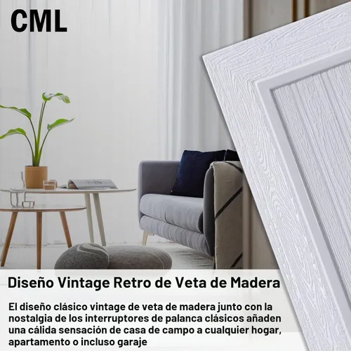 Vista 4 de CML Classic - Placa de pared para interruptor de luz de palanca de 3