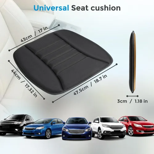 Vista 8 de Tsumbay Cojín de asiento de automóvil, funda de asiento de espuma viscoelástica con parte inferior antideslizante, ajuste universal