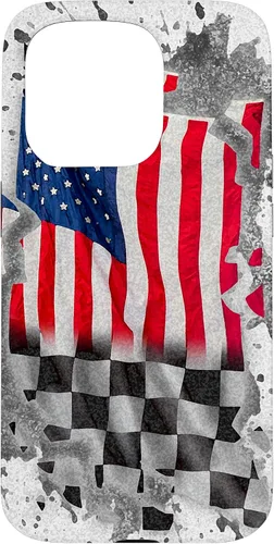 Vista 14 de Funda para iPhone 16 Car Racing Bandera Americana Pit Crew
