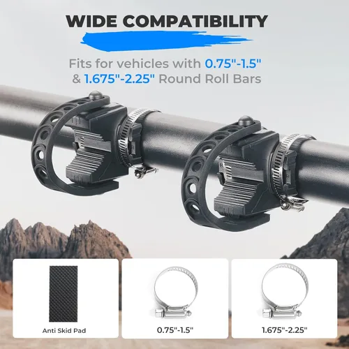 Vista 3 de KEMIMOTO Soporte de Pala Tipo B Kit de Montaje de Abrazadera de Agarre de Goma Se Adapta a Herramientas de 1"-1.5" de Diámetro, Abrazaderas