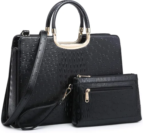 Vista 11 de Bolso de mano para mujer con asa superior, bolso de hombro, bolso tipo tote, cartera con billetera a juego 2-azul cocodrilo