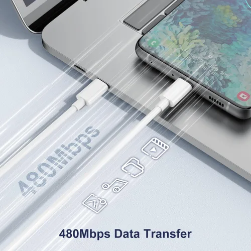 Vista 4 de Cable USB C a USB C para iPhone15/Pro/Max/Mini, paquete de 2 cables Usbc a Usbc de 60 W de 3 pies, tipo cable de carga