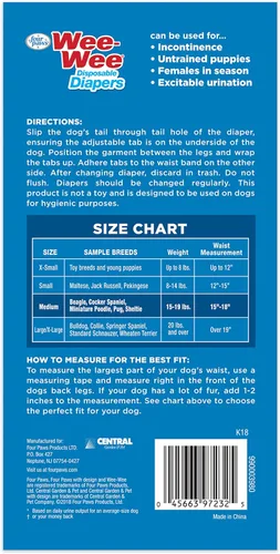 Vista 8 de Four Paws Wee-Wee - Pañales desechables para perros, medianos, 12