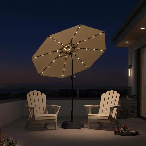 Vista 67 de PURPLE LEAF Sombrilla LED para patio y piscina, 5 x 8 pies, con base para Beige