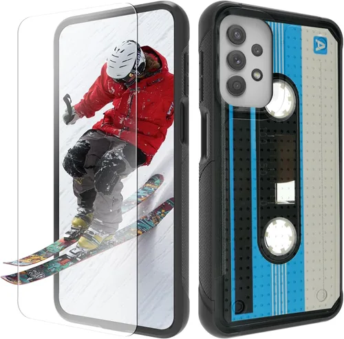 Vista 23 de Funda para Samsung Galaxy A13/A04/A04S/A23/A32 5G con protector de pantalla, parte trasera texturizada de policarbonato duro, diseño de flores