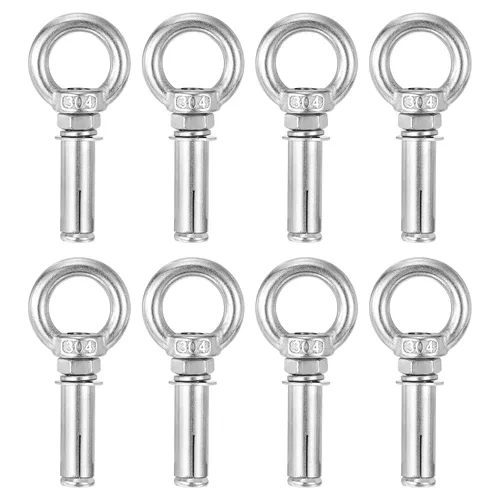 Vista 34 de uxcell Aro de elevación de la expansión, 8pcs M6x50mm 304 tornillo de expansión de acero inoxidable con anillo de ojo para pared de ladrillo