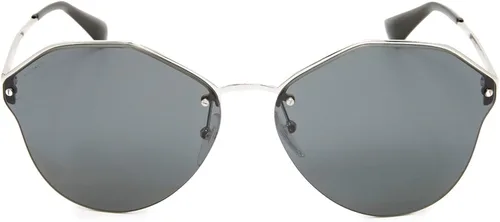 Vista 3 de Prada Lentes de sol ovalados para mujer, color plateado y gris, talla única, plateado