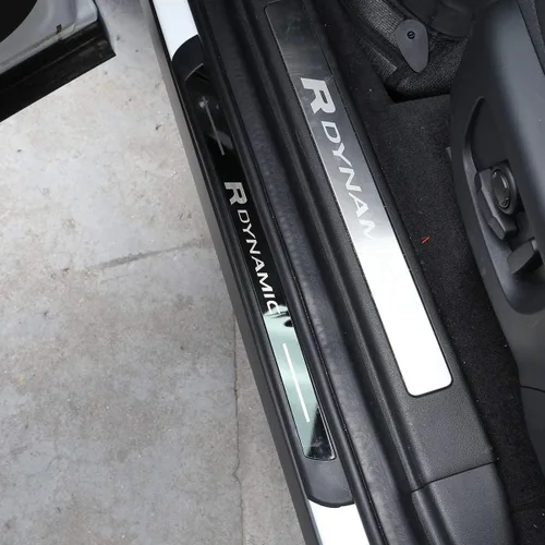 Vista 4 de ABS 4 unids umbral de la puerta trasera Scuff Plate Guards Trim para Land Rover Discovery Sport 2019 2020 (negro)