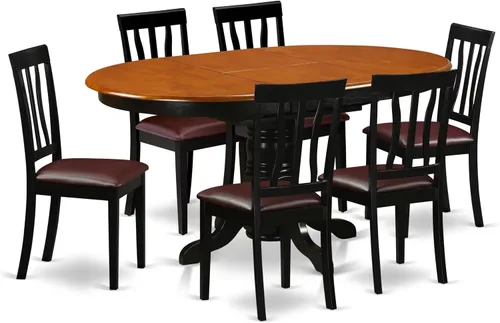 Vista 16 de East West Furniture AVAT5-BLK-C - Juego de mesa de comedor de 5 piezas para 4 personas, incluye una mesa de cocina ovalada con hojas de mariposa y 4