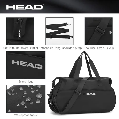 Vista 7 de HEAD Bolsa de deporte para mujer, bolsa de viaje impermeable de 32 litros con compartimento separado para zapatos, 4 formas de llevar, bolsa