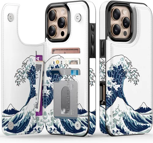 Vista 115 de LETO para iPhone 15 Pro Funda tipo cartera - Tapa tipo folio con patada - Diseños de moda - Tarjetero - Funda protectora para mujeres y niñas - 6.1
