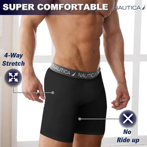 Vista 2 de Nautica Paquete de 3 pantalones cortos de compresión de rendimiento transpirable para hombre, prevención de rozaduras en los muslos debajo de la capa