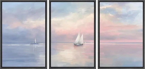 Vista 13 de Ashbrook Set de Arte de Pared en Lienzo Enmarcado, Naturaleza, Horizonte de Playa Nebulosa, Ilustraciones de Área Silvestre, Bellas Artes, Paisaje
