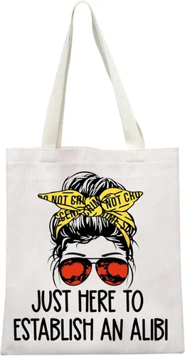 Vista 10 de GJTIM True Crime Gift Seriel Killer Gift Just Here to Establish and Alibi - Bolsa de maquillaje para fanáticos del programa de crimen
