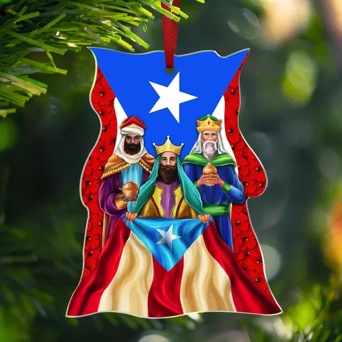 Vista 20 de FLAGWIX Regalos de Navidad de Puerto Rico para mujeres y hombres, adornos de madera 2025 para decoración de árboles, adorno de Navidad de Puerto
